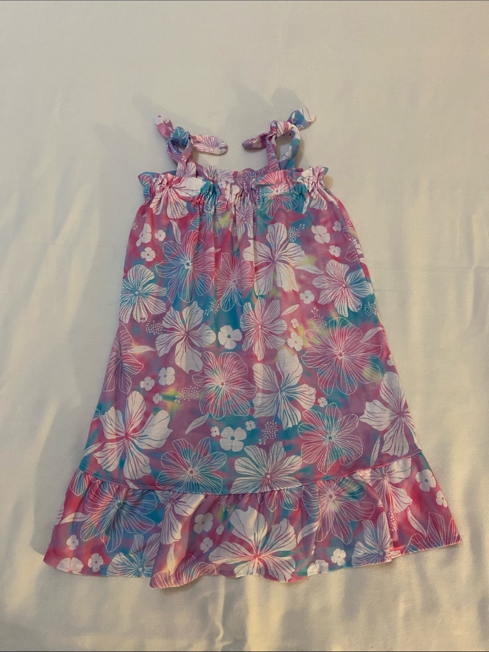 The Children's Place Pink & Blue Floral Tie-Shoulder Nightgown